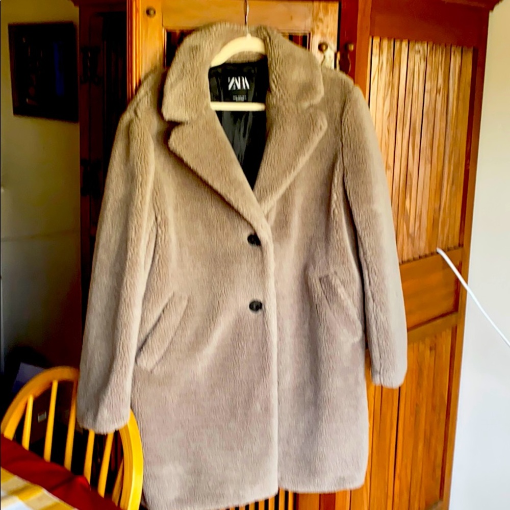 Zara teddy jacket 3/4 length